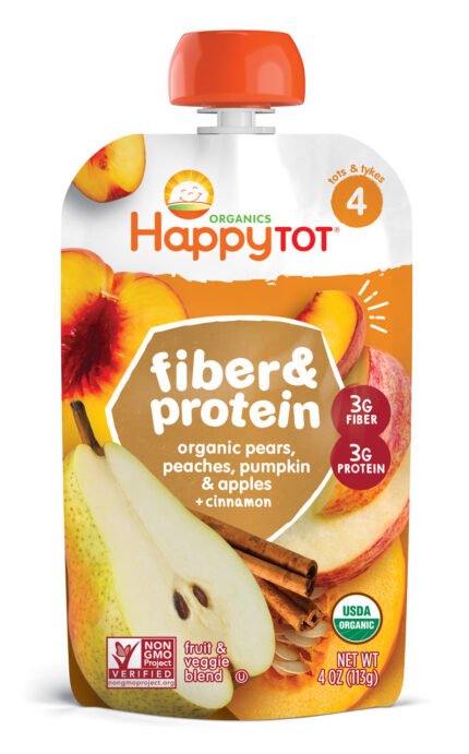 Happy Tot Fiber and Protein, Organic Apple, Peach, Pumpkin and Cinnamon (16x4 OZ)