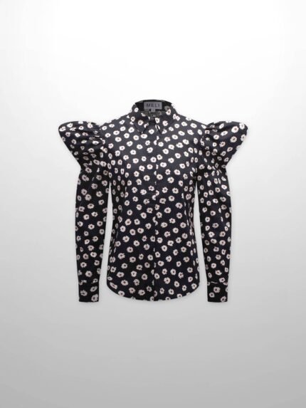Puff Sleeve Blouse-Flower Poppy