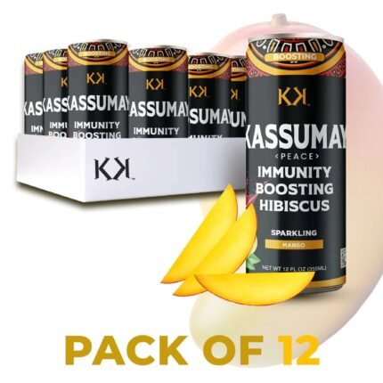 MANGO SPARKLING - 12-Pack Immunity Boosting Natural Healthy Plant-Based Hibiscus Beverages