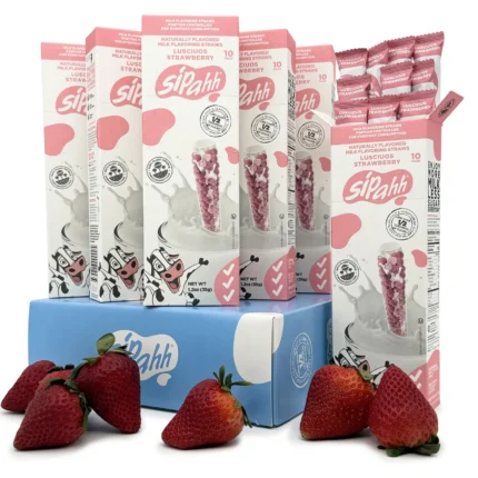 LUSCIOUS STRAWBERRY 60 STRAW PACK FLAVORED MILK STRAWS